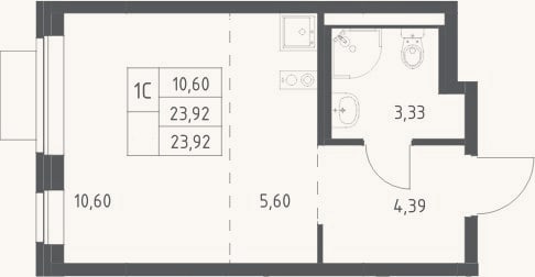 Планировка: Студия, 23,9 м²