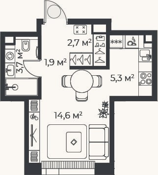 Планировка: Студия, 28,2 м²