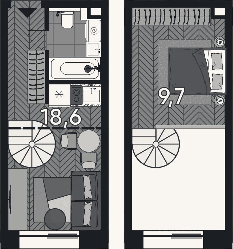 Планировка: Студия, 26 м²
