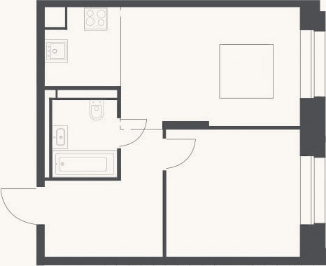 Планировка: 2-к, 41,4 м²