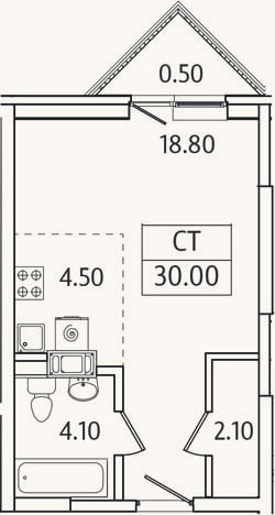 Планировка: Студия, 29,5 м²