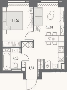 Планировка: 2-к, 38,9 м²