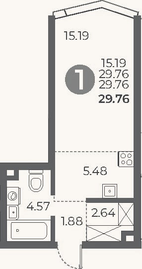 Планировка: Студия, 29,8 м²