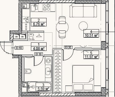 Планировка: 2-к, 38,9 м²