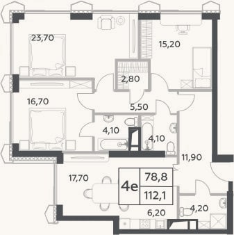 Планировка: 4+ к, 112,1 м²