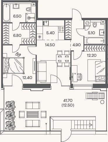 Планировка: 3-к, 67,8 м²