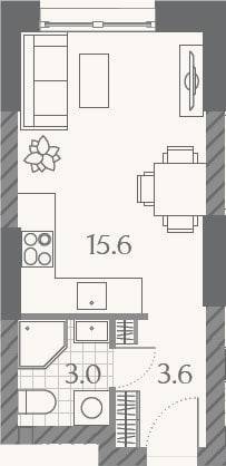 Планировка: Студия, 22,2 м²