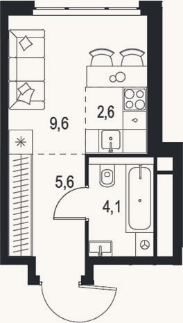 Планировка: Студия, 21,9 м²
