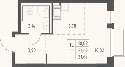 Планировка: Студия, 21,7 м²