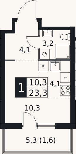 Планировка: Студия, 21,7 м²