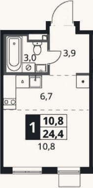 Планировка: Студия, 24,4 м²