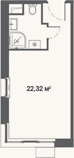 Планировка: Студия, 22,3 м²