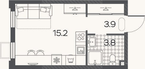 Планировка: Студия, 22,9 м²