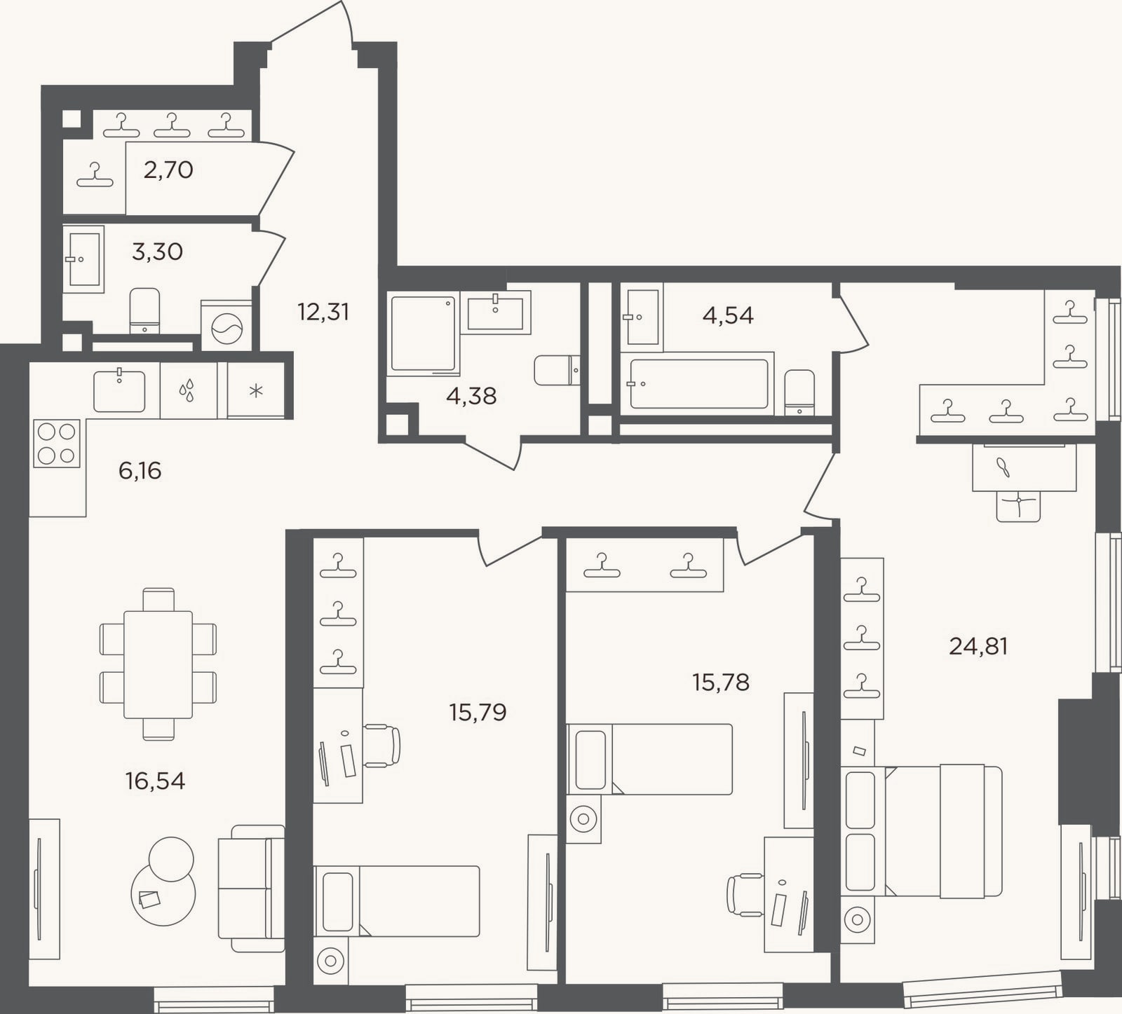 Планировка: 4+ к, 106,3 м²