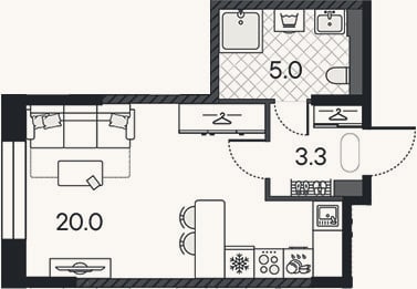Планировка: Студия, 28,3 м²