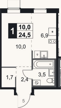 Планировка: Студия, 25,2 м²