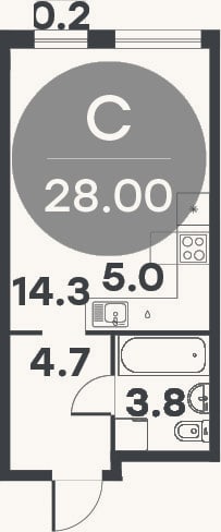 Планировка: Студия, 27,8 м²