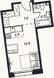 Планировка: Студия, 28,2 м²
