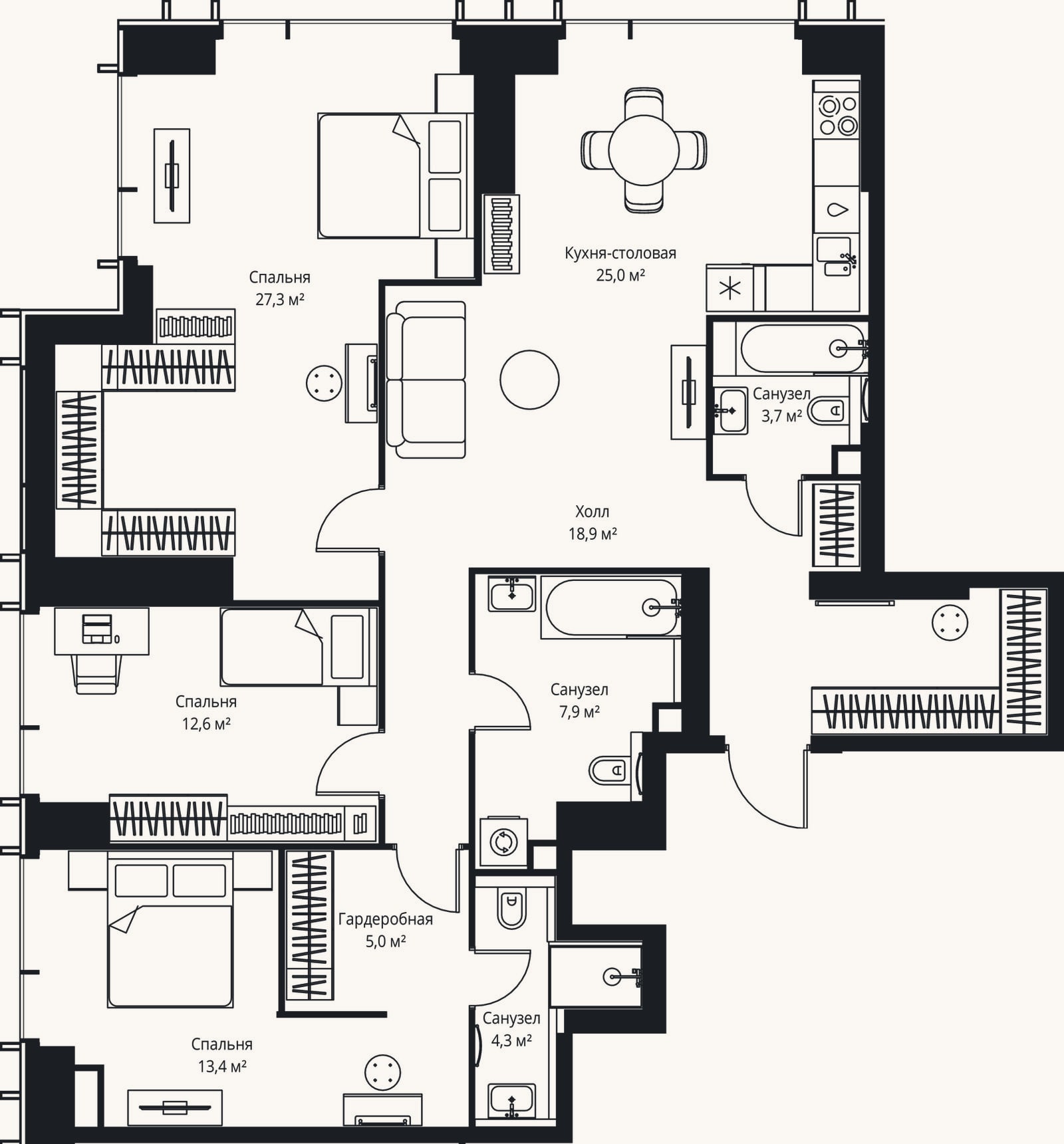 Планировка: 4+ к, 118,1 м²