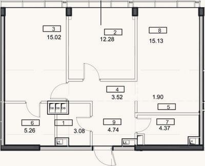 Планировка: 3-к, 66,4 м²
