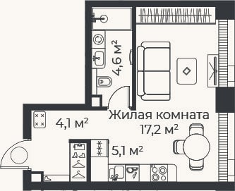 Планировка: Студия, 30,9 м²
