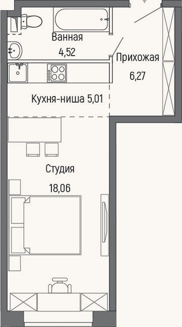 Планировка: Студия, 31 м²
