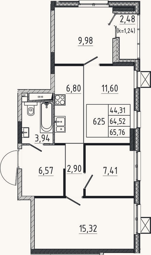Планировка: 4+ к, 64,5 м²