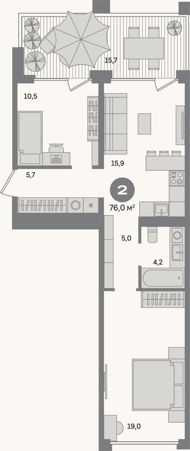 Планировка: 2-к, 60,3 м²