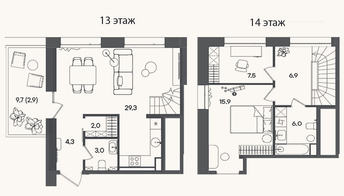 Планировка: 3-к, 72,8 м²