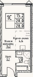 Планировка: Студия, 28 м²
