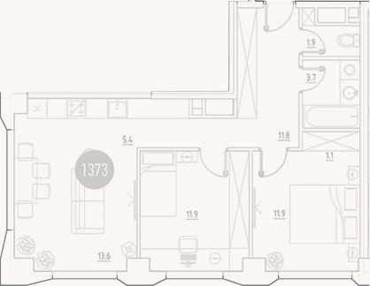 Планировка: 3-к, 61,3 м²
