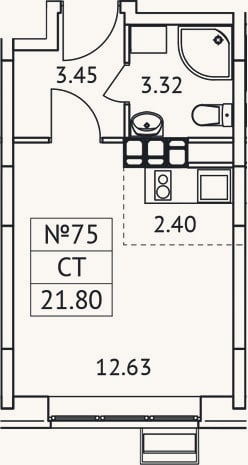 Планировка: Студия, 21,8 м²