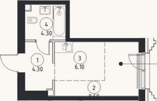 Планировка: Студия, 23,3 м²