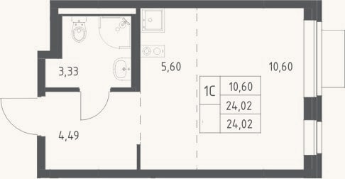 Планировка: Студия, 24 м²
