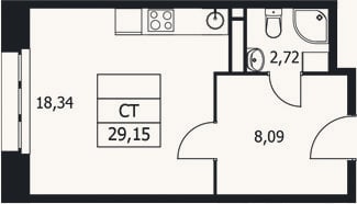Планировка: Студия, 29,2 м²