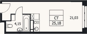 Планировка: Студия, 25,2 м²