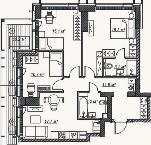 Планировка: 4+ к, 81,6 м²