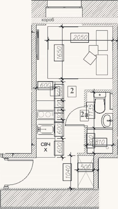 Планировка: Студия, 12,8 м²
