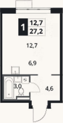 Планировка: Студия, 27,2 м²