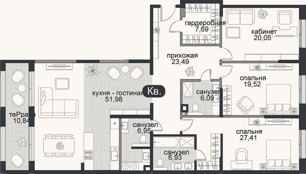 Планировка: 4+ к, 170,1 м²