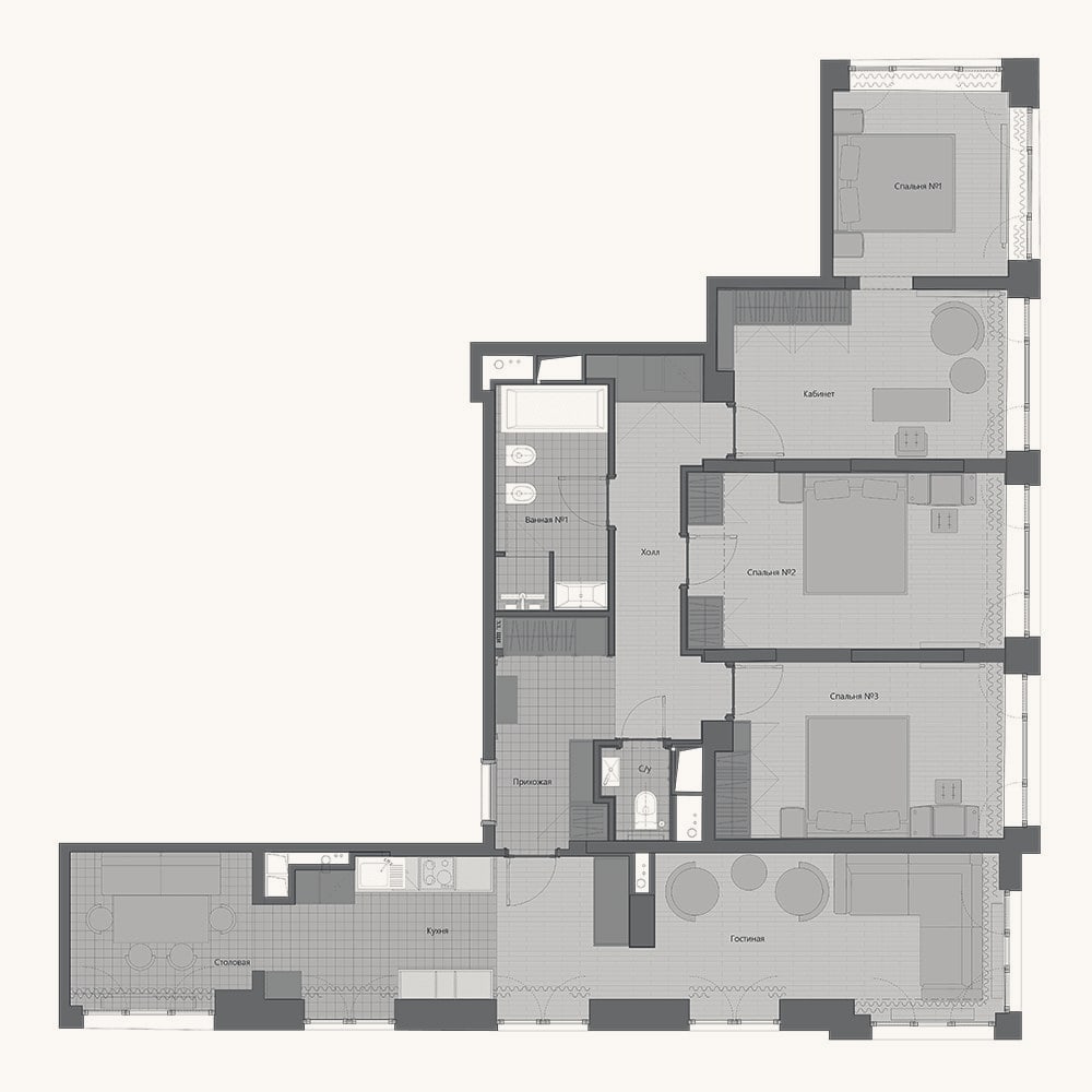 Планировка: 4+ к, 114,9 м²