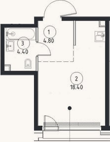 Планировка: Студия, 27,6 м²