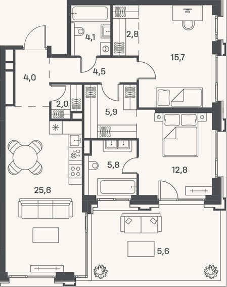 Планировка: 3-к, 83,2 м²