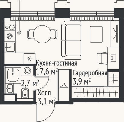 Планировка: Студия, 27,3 м²