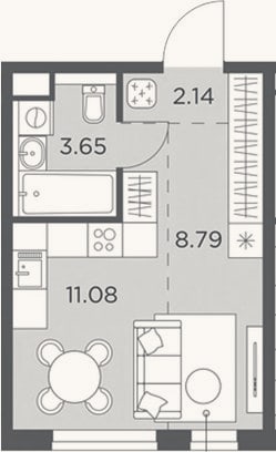 Планировка: Студия, 25,7 м²
