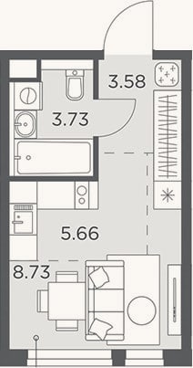 Планировка: Студия, 21,7 м²