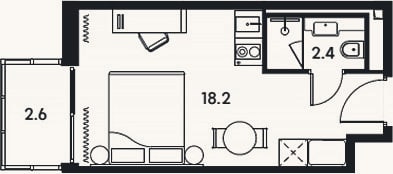 Планировка: Студия, 20,6 м²