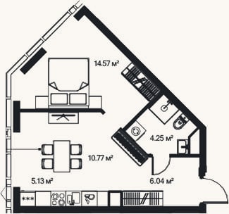 Планировка: 2-к, 41 м²