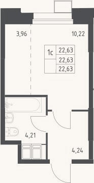 Планировка: Студия, 22,6 м²