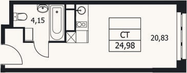Планировка: Студия, 25 м²